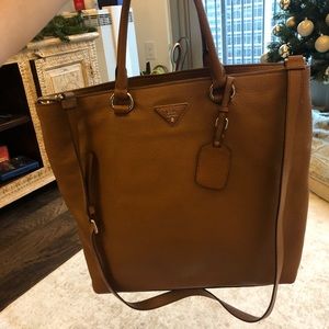 Prada Tote Bag; Pebbled Leather; Cognac